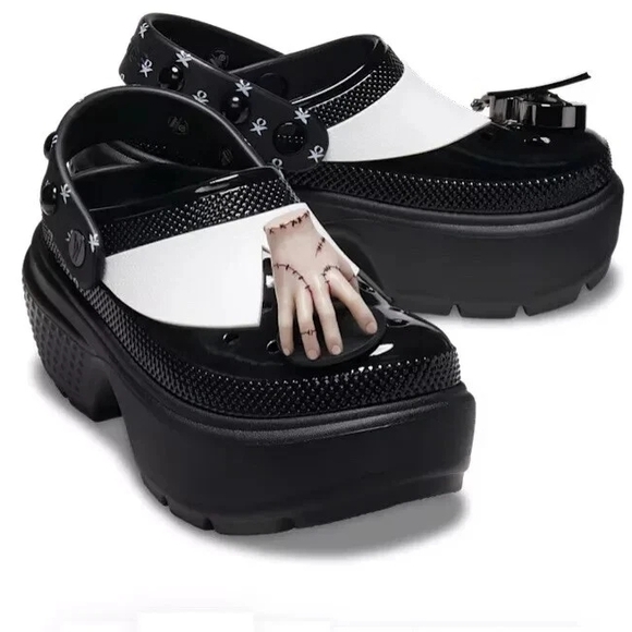 CROCS Shoes - CROCS Wednesday Black and White Platform Shoes